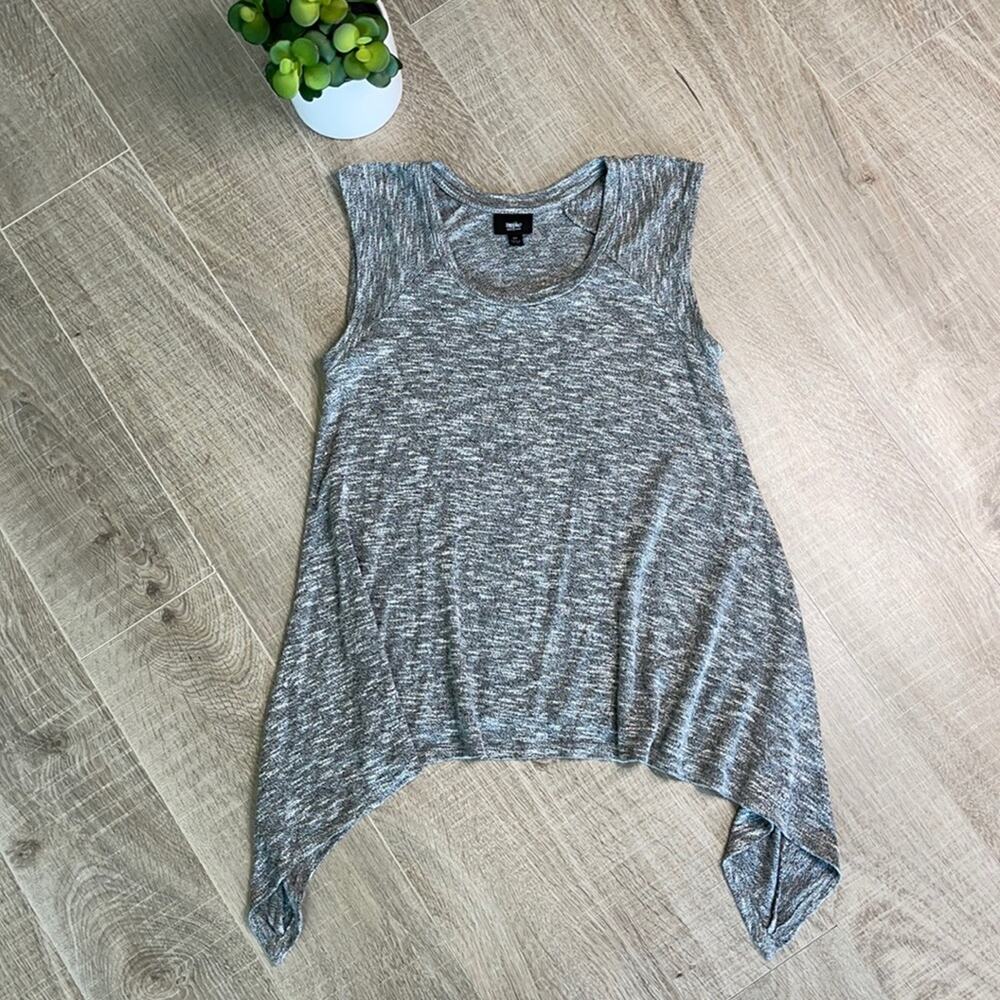 MOSSIMO Women's Heathered Gray Asymmetrical Sleeveless Tank Top